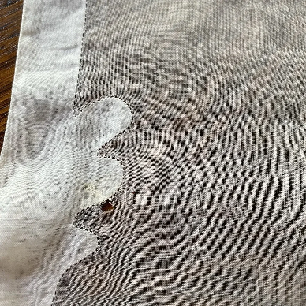 Vintage Handmade Hand Appliques Tablecloth 40x42